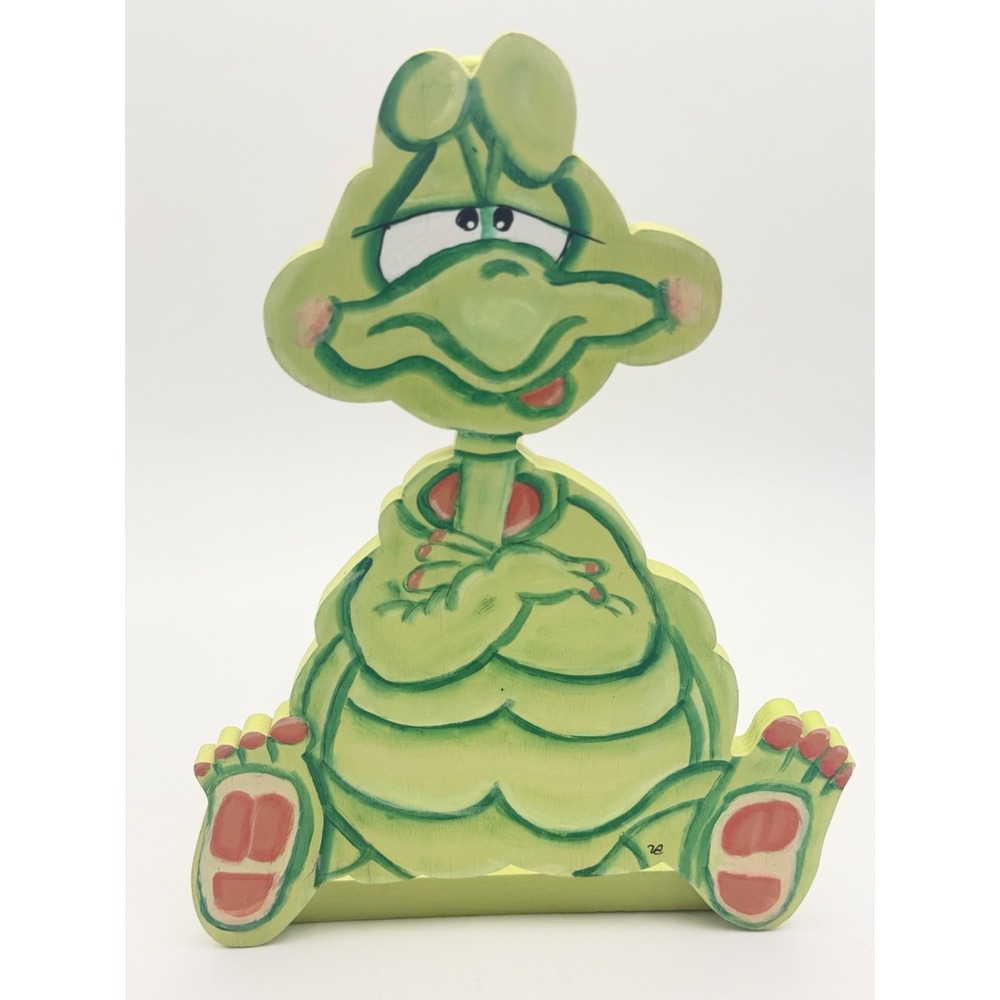 Wooden Turtle Paper Towel Holder Hand Painted 13" Kitchen Decor Cute Whimsical